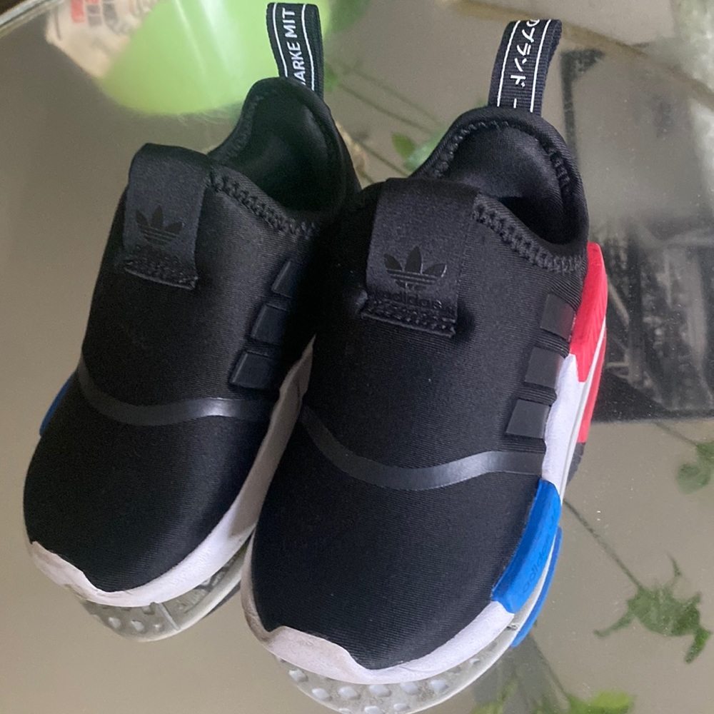 Slip on Black, Red, and Blue Adidaa